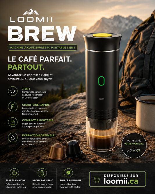 Loomii Brew — Machine à Café Espresso Portable 3-en-1