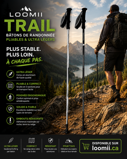 Loomii Trail — Bâton de Randonnée Pliable Ultra-Léger